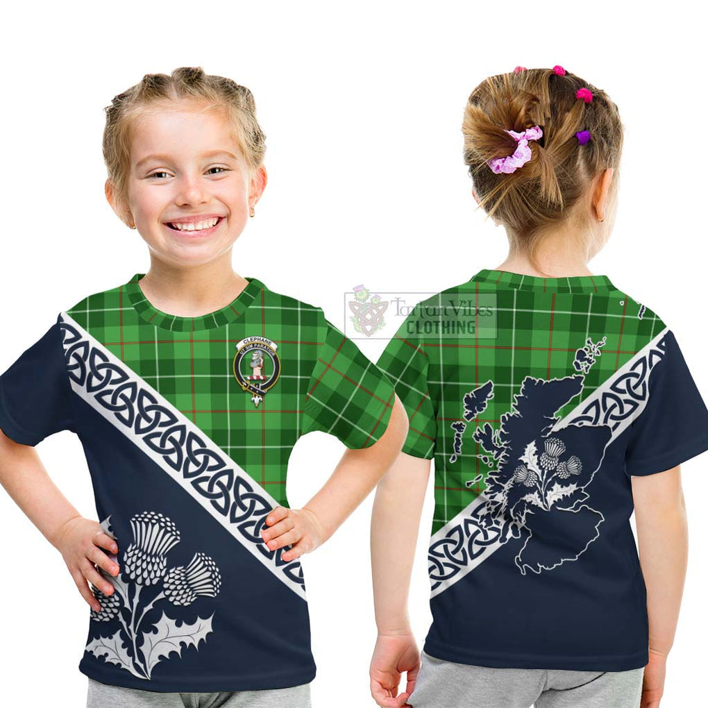 Clephane (Clephan) Tartan Kid T-Shirt Featuring Thistle and Scotland Map - Tartan Vibes Clothing