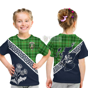 Clephane (Clephan) Tartan Kid T-Shirt Featuring Thistle and Scotland Map - Tartan Vibes Clothing