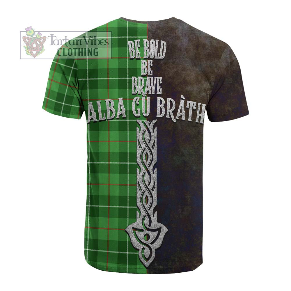 Tartan Vibes Clothing Clephane (Clephan) Tartan Family Crest Cotton T-shirt Alba Gu Brath Be Brave Lion Ancient Style