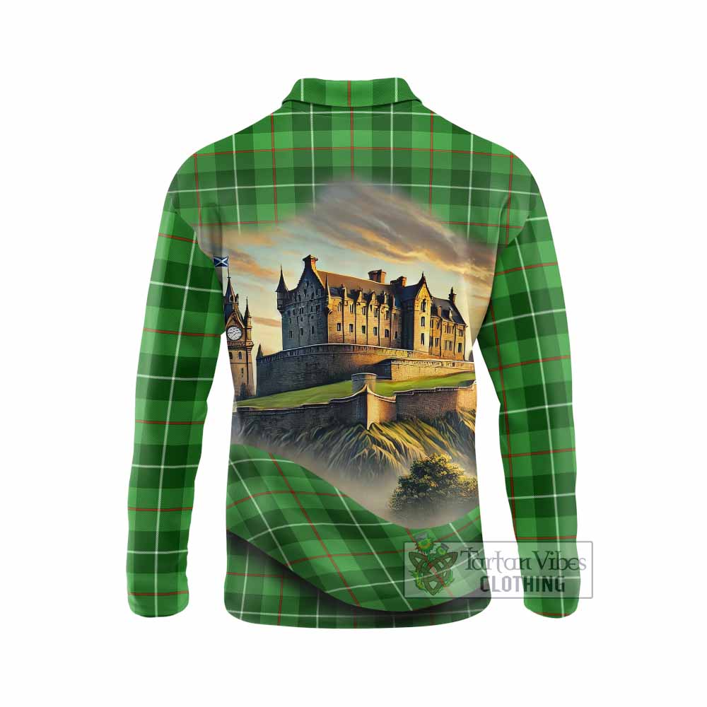 Clephane (Clephan) Tartan Family Crest Long Sleeve Polo Shirt with Scottish Ancient Castle Style - Tartan Vibes Clothing