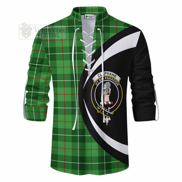 Clephane (Clephan) Tartan Ghillie Kilt Shirt with Family Crest Circle Style - Tartan Vibes Clothing