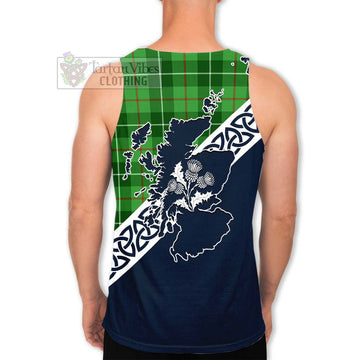 Clephane (Clephan) Tartan Men's Tank Top Featuring Thistle and Scotland Map - Tartan Vibes Clothing