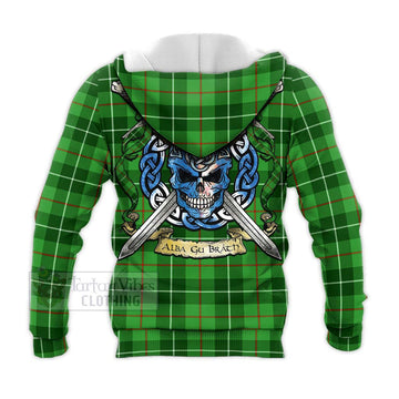 Clephane (Clephan) Tartan Knitted Hoodie with Family Crest Celtic Skull Style - Tartan Vibes Clothing