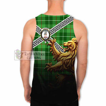 Clephane (Clephan) Crest Tartan Men's Tank Top with Golden Lion Emblem Celtic Style - Tartan Vibes Clothing