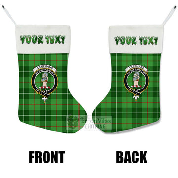 Clephane (Clephan) Tartan Family Crest Christmas Stocking with Personalized Text - Tartan Vibes Clothing