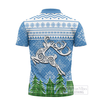 Tartan Vibes Clothing Clephane (Clephan) Clan Christmas Zipper Polo Shirt Celtic Reindeer Style