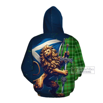 Clephane (Clephan) Tartan Family Crest Cotton Hoodie with Scottish Majestic Lion Pullover Hoodie - Tartan Vibes Clothing
