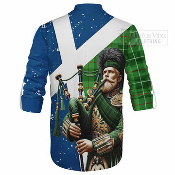 Clephane (Clephan) Tartan Ghillie Kilt Shirt with Family Crest Scottish Bagpiper Vibes - Tartan Vibes Clothing