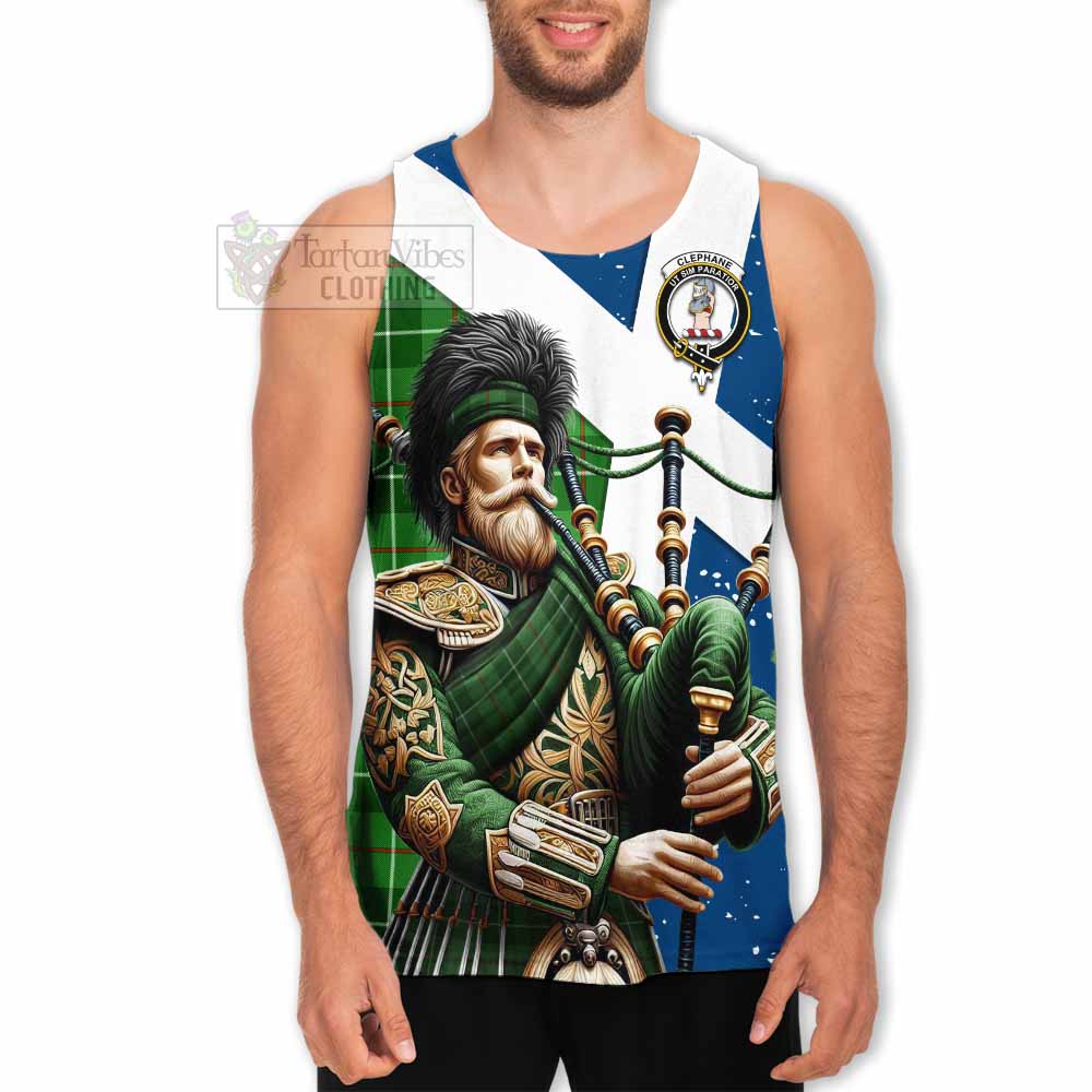 Clephane (Clephan) Tartan Men's Tank Top with Family Crest Scottish Bagpiper Vibes - Tartan Vibes Clothing