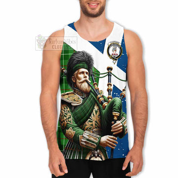 Clephane (Clephan) Tartan Men's Tank Top with Family Crest Scottish Bagpiper Vibes - Tartan Vibes Clothing