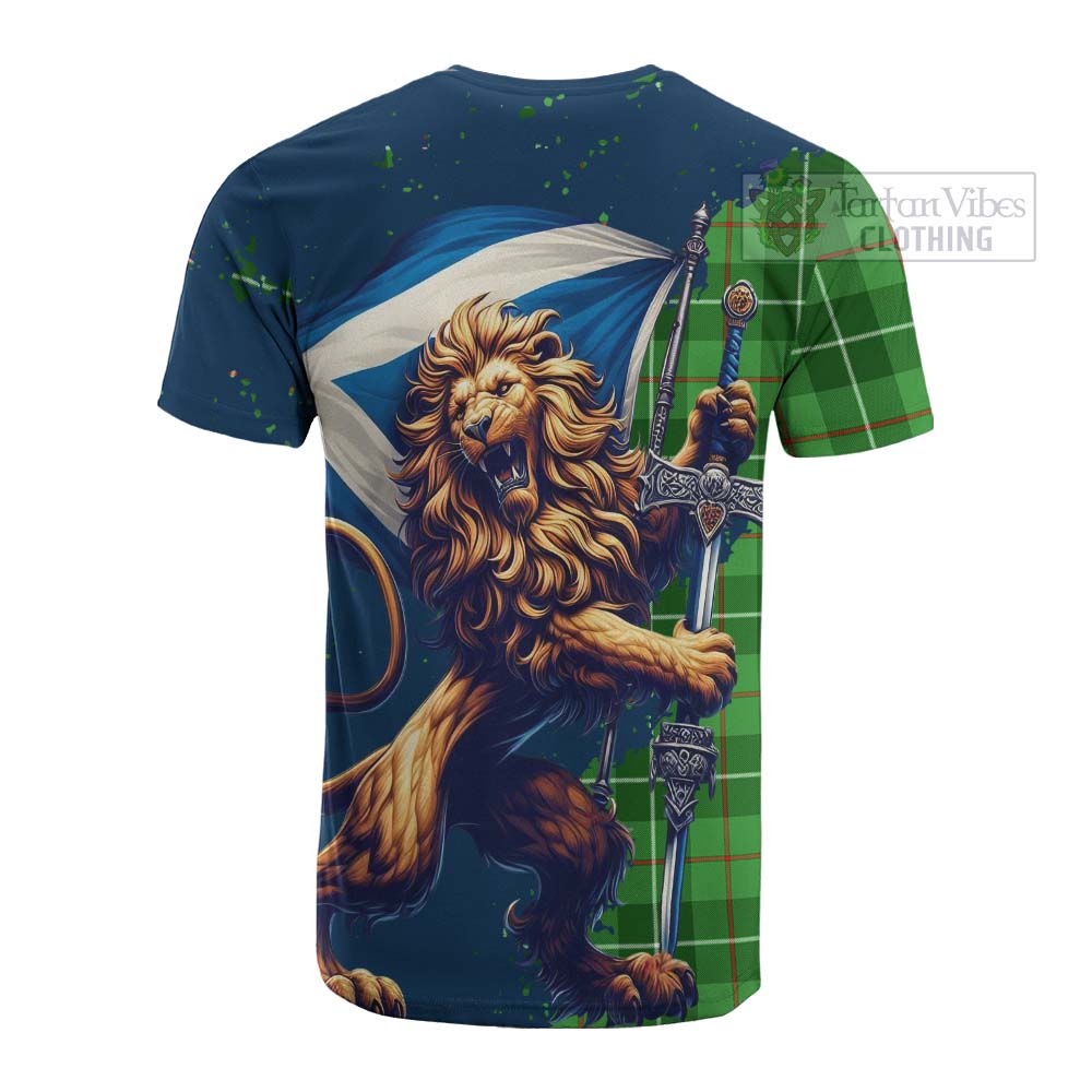 Tartan Vibes Clothing Clephane (Clephan) Tartan Family Crest Cotton T-shirt with Scottish Majestic Lion