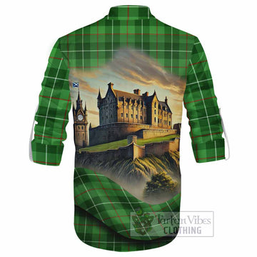 Clephane (Clephan) Tartan Family Crest Ghillie Kilt Shirt with Scottish Ancient Castle Style - Tartan Vibes Clothing