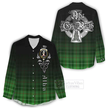 Tartan Vibes Clothing Clephane (Clephan) Tartan Women's Casual Shirt Featuring Alba Gu Brath Family Crest Celtic Inspired
