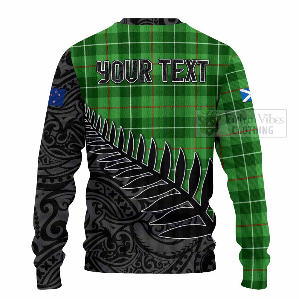 Clephane (Clephan) Crest Tartan Knitted Sweater with New Zealand Silver Fern Half Style - Tartan Vibes Clothing