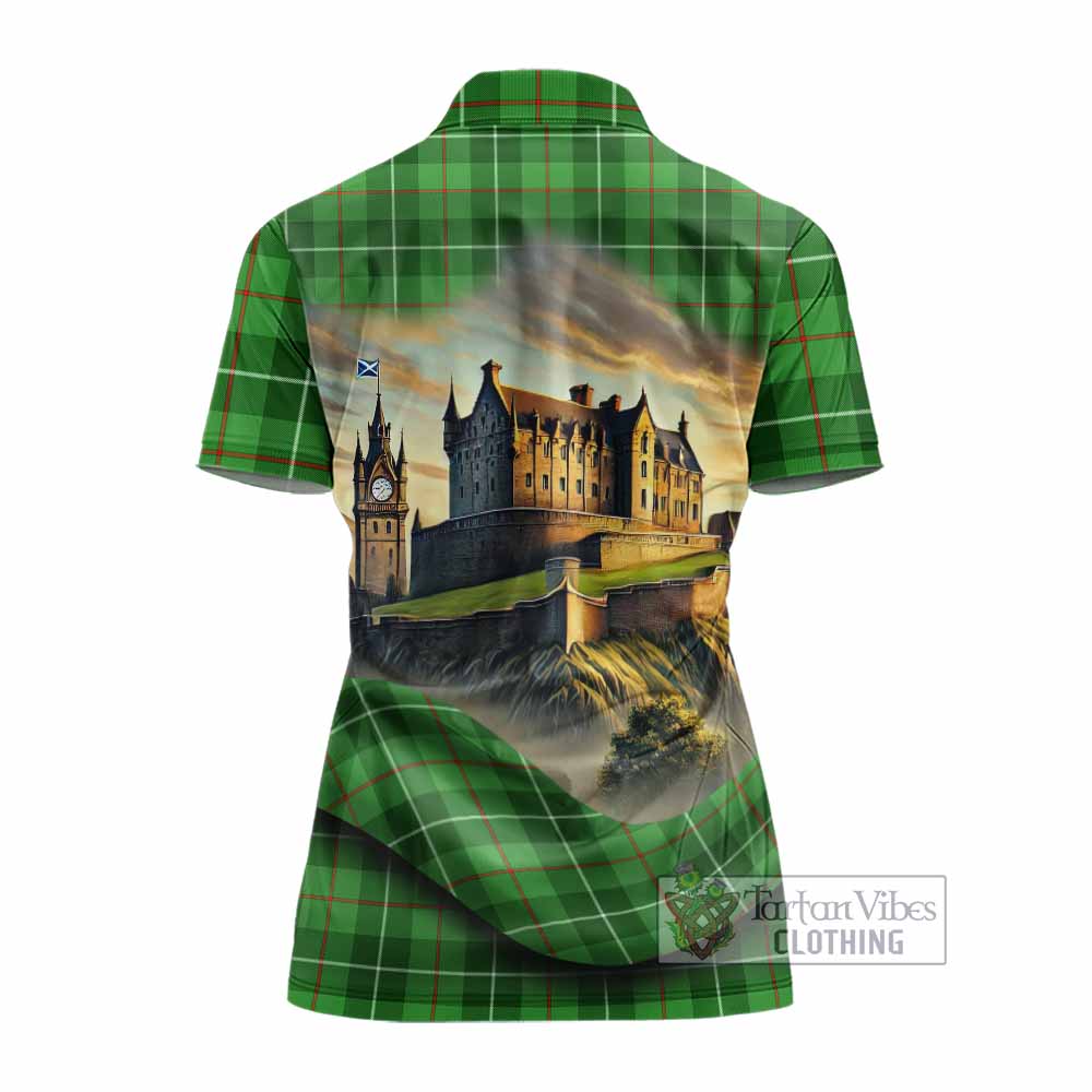 Clephane (Clephan) Tartan Family Crest Women's Polo Shirt with Scottish Ancient Castle Style - Tartan Vibes Clothing