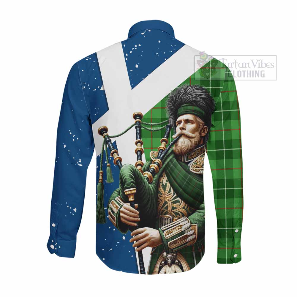 Clephane (Clephan) Tartan Long Sleeve Button Shirt with Family Crest Scottish Bagpiper Vibes - Tartan Vibes Clothing