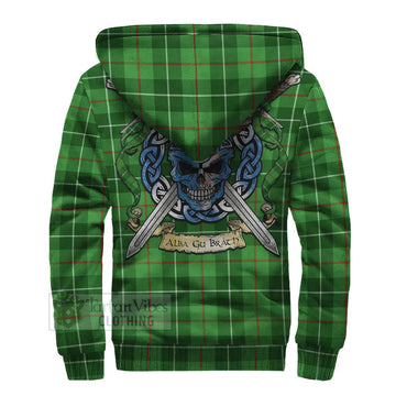 Tartan Vibes Clothing Clephane (Clephan) Tartan Sherpa Hoodie with Family Crest Celtic Skull Style