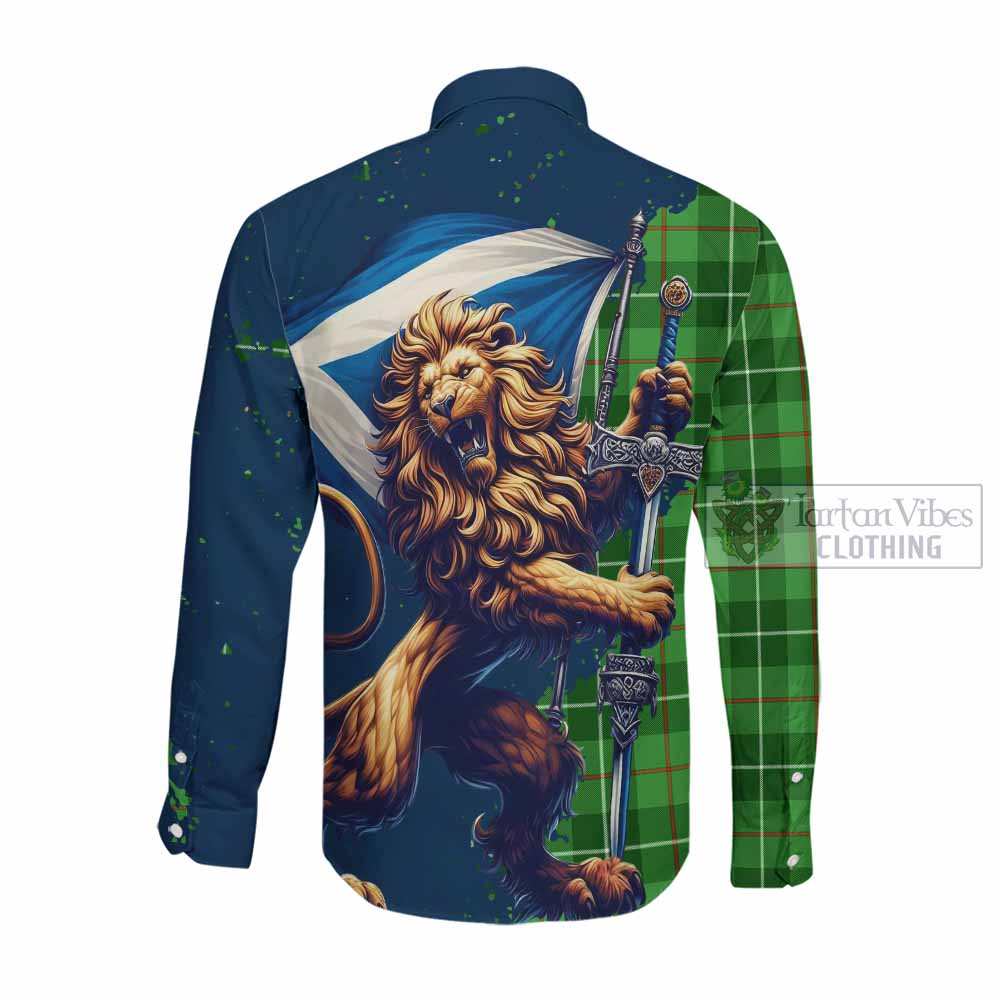 Clephane (Clephan) Tartan Family Crest Long Sleeve Button Shirt with Scottish Majestic Lion Men's Shirt - Tartan Vibes Clothing