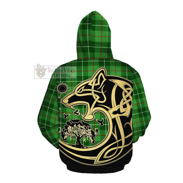 Clephane (Clephan) Tartan Cotton Hoodie with Family Crest Celtic Wolf Style Pullover Hoodie - Tartan Vibes Clothing