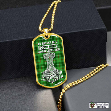 Clephane (Clephan) Tartan Dog Tag Necklace Viking Mjolnir Style Gold No - Tartan Vibes Clothing