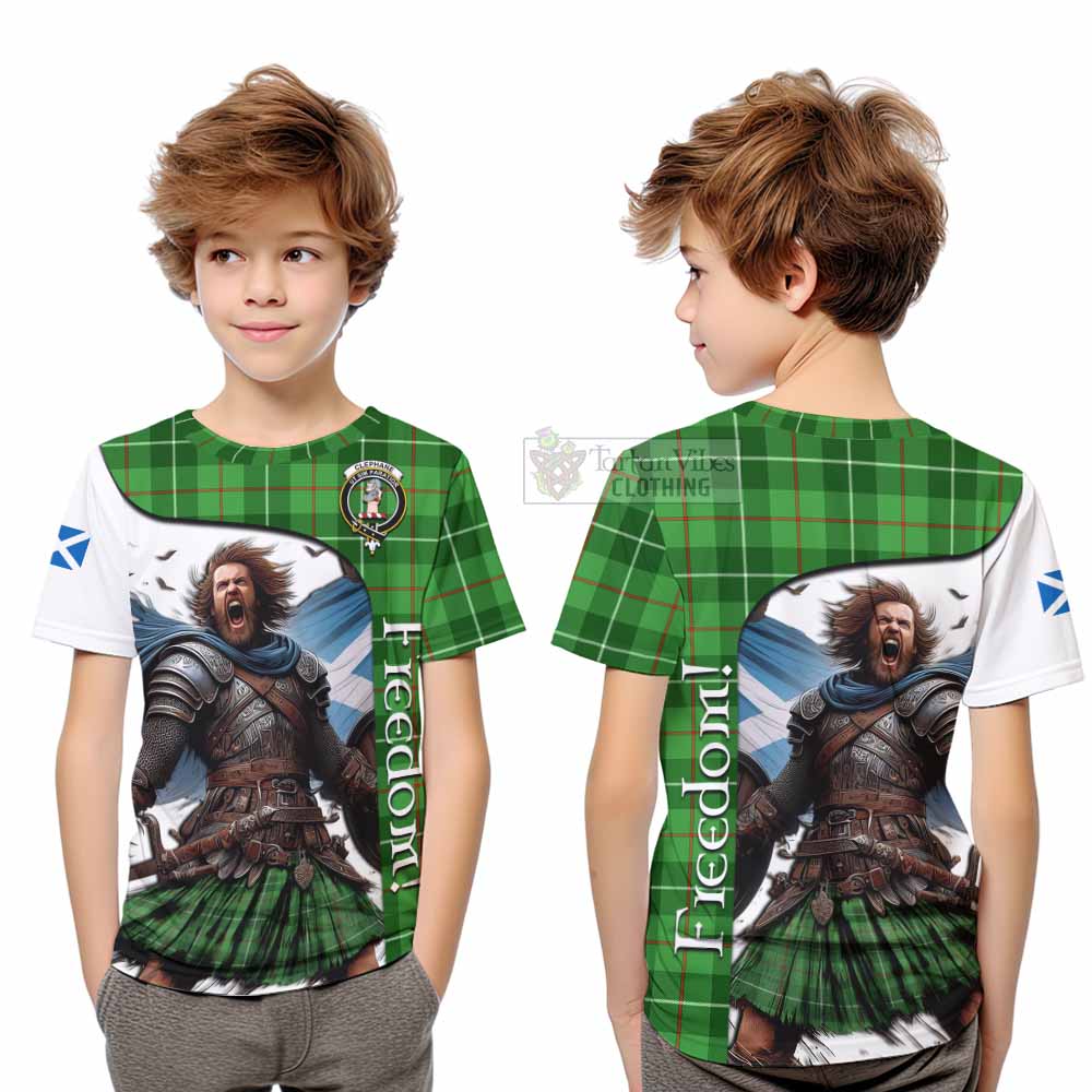 Tartan Vibes Clothing Clephane (Clephan) Crest Tartan Kid T-Shirt Inspired by the Freedom of Scottish Warrior