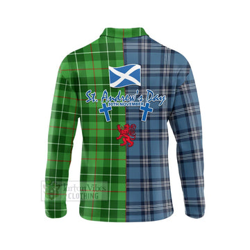 Clephane (Clephan) Tartan Long Sleeve Polo Shirt Happy St. Andrew's Day Half Tartan Style - Tartan Vibes Clothing