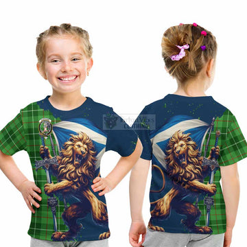 Clephane (Clephan) Tartan Family Crest Kid T-Shirt with Scottish Majestic Lion - Tartan Vibes Clothing