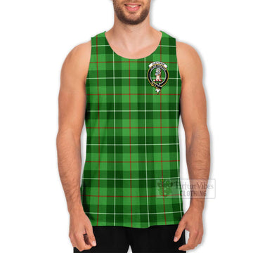 Clephane (Clephan) Tartan Men's Tank Top with Family Crest and Bearded Skull Holding Bottles of Whiskey - Tartan Vibes Clothing