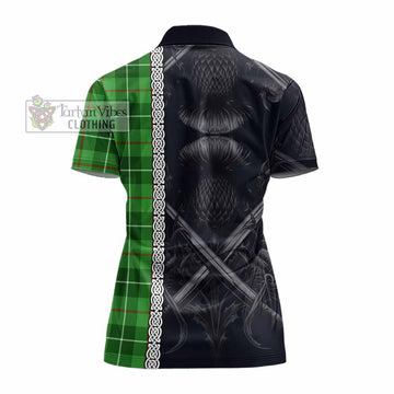 Tartan Vibes Clothing Clephane (Clephan) Tartan Women's Polo Shirt with Family Crest Cross Sword Thistle Celtic Vibes