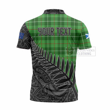 Clephane (Clephan) Crest Tartan Zipper Polo Shirt with New Zealand Silver Fern Half Style - Tartan Vibes Clothing