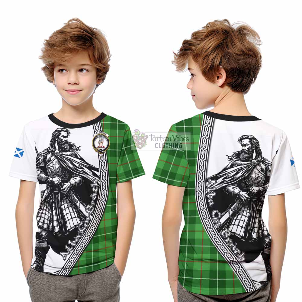 Clephane (Clephan) Tartan Clan Crest Kid T-Shirt with Highlander Warrior Celtic Style - Tartan Vibes Clothing