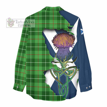 Tartan Vibes Clothing Clephane (Clephan) Tartan Family Crest Women's Casual Shirt Scottish Thistle Celtic Inspired