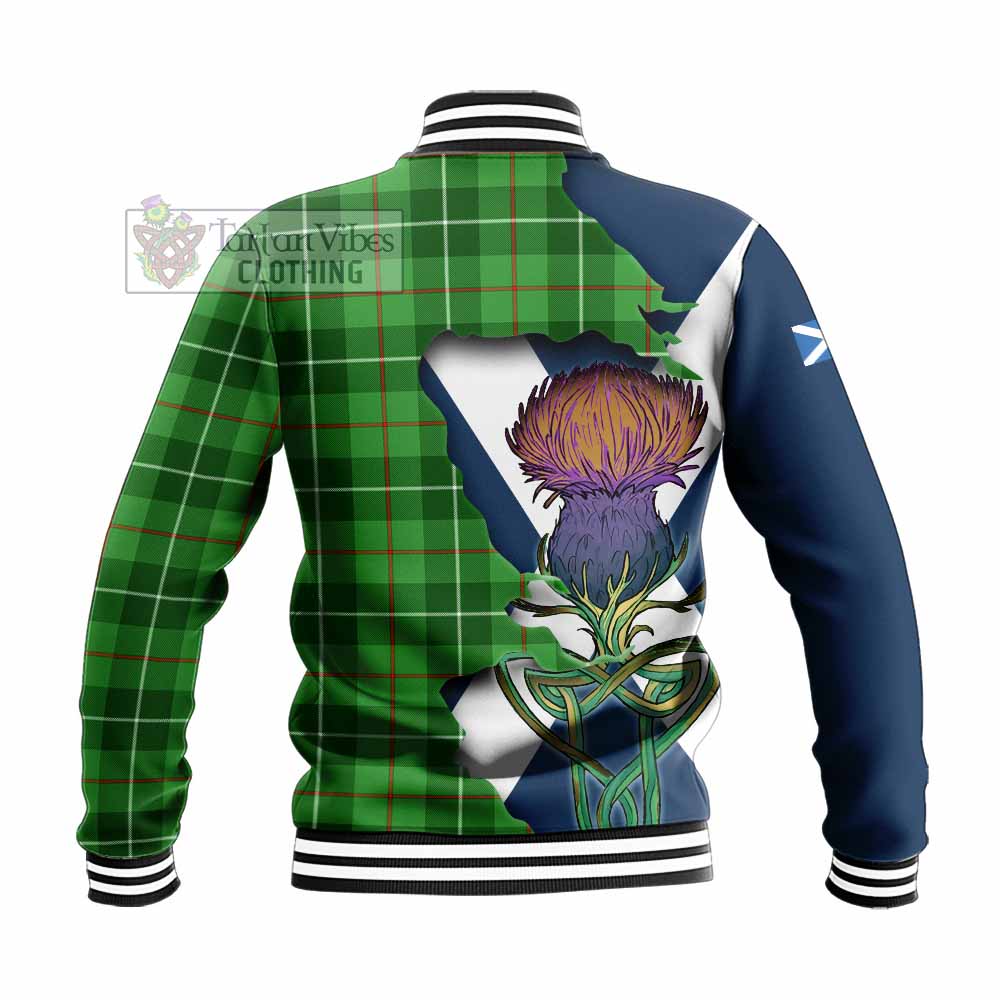 Tartan Vibes Clothing Clephane (Clephan) Tartan Family Crest Baseball Jacket Scottish Thistle Celtic Inspired