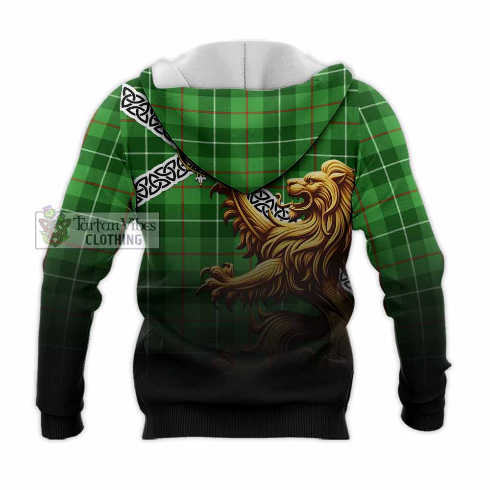 Clephane (Clephan) Crest Tartan Knitted Hoodie with Golden Lion Emblem Celtic Style - Tartan Vibes Clothing