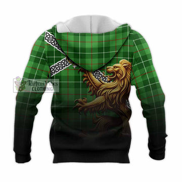 Clephane (Clephan) Crest Tartan Knitted Hoodie with Golden Lion Emblem Celtic Style - Tartan Vibes Clothing
