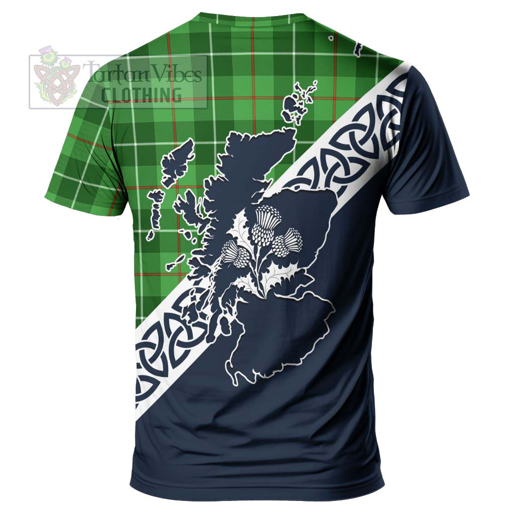 Clephane (Clephan) Tartan T-Shirt Featuring Thistle and Scotland Map