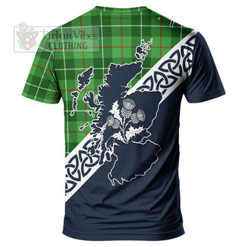 Clephane (Clephan) Tartan T-Shirt Featuring Thistle and Scotland Map
