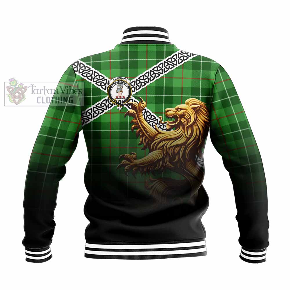 Clephane (Clephan) Crest Tartan Baseball Jacket with Golden Lion Emblem Celtic Style - Tartan Vibes Clothing