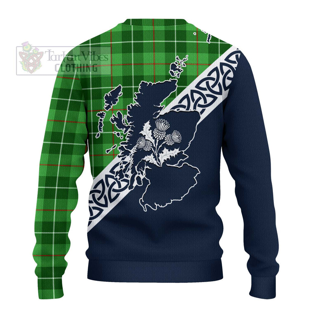 Tartan Vibes Clothing Clephane (Clephan) Tartan Knitted Sweater Featuring Thistle and Scotland Map