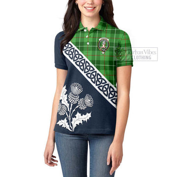 Tartan Vibes Clothing Clephane (Clephan) Tartan Women's Polo Shirt Featuring Thistle and Scotland Map