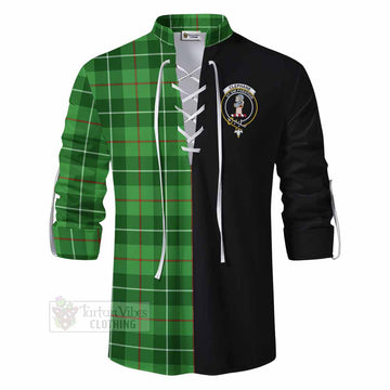 Clephane (Clephan) Tartan Ghillie Kilt Shirt with Family Crest and Half Of Me Style - Tartan Vibes Clothing