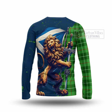 Clephane (Clephan) Tartan Family Crest Long Sleeve T-Shirt with Scottish Majestic Lion - Tartan Vibes Clothing