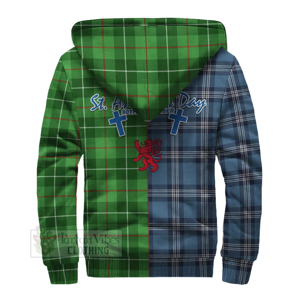 Clephane (Clephan) Tartan Sherpa Hoodie Happy St. Andrew's Day Half Tartan Style - Tartan Vibes Clothing