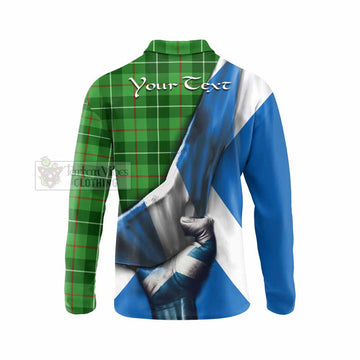 Clephane (Clephan) Tartan Long Sleeve Polo Shirt with Family Crest Scotland Patriotic Style - Tartan Vibes Clothing
