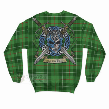 Tartan Vibes Clothing Clephane (Clephan) Tartan Sweatshirt with Family Crest Celtic Skull Style