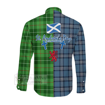 Clephane (Clephan) Tartan Long Sleeve Button Shirt Happy St. Andrew's Day Half Tartan Style Men's Shirt - Tartan Vibes Clothing