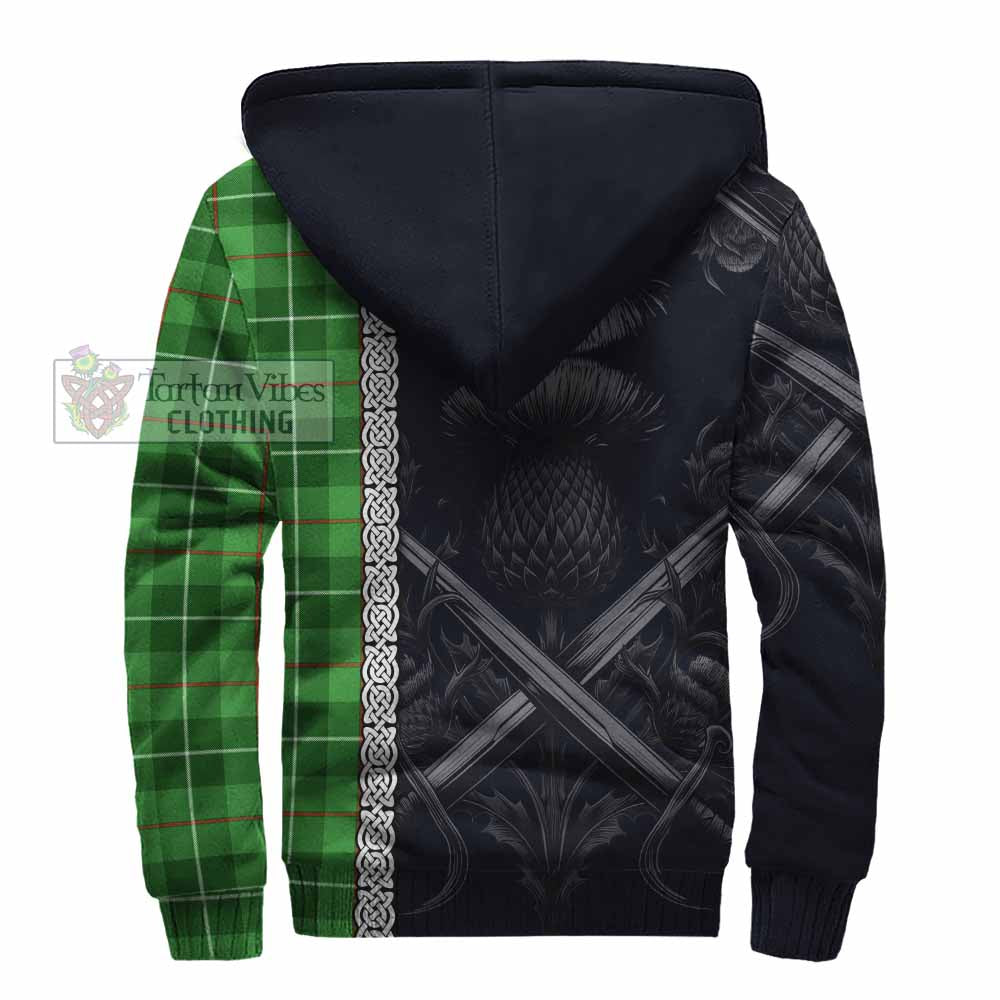 Tartan Vibes Clothing Clephane (Clephan) Tartan Sherpa Hoodie with Family Crest Cross Sword Thistle Celtic Vibes