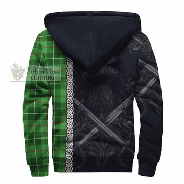 Tartan Vibes Clothing Clephane (Clephan) Tartan Sherpa Hoodie with Family Crest Cross Sword Thistle Celtic Vibes