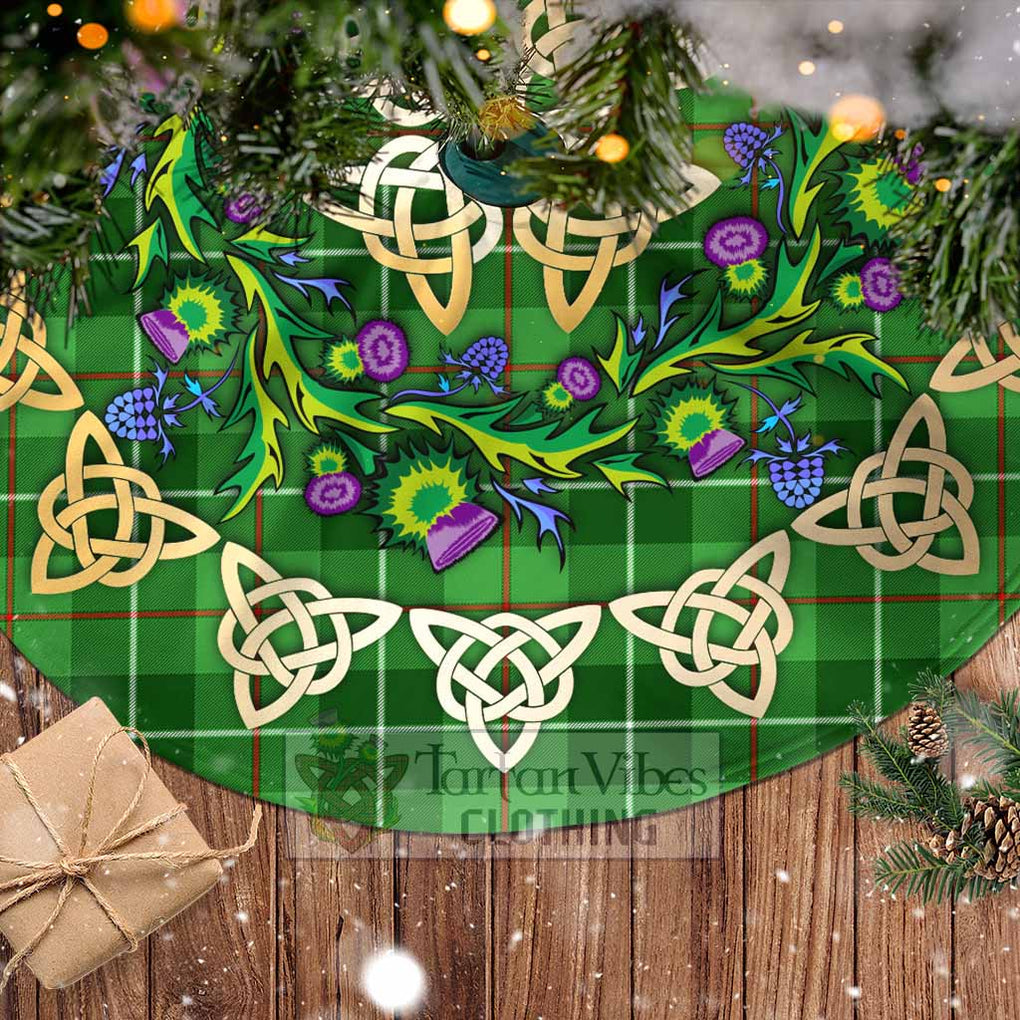 Tartan Vibes Clothing Clephane (Clephan) Tartan Christmas Tree Skirt with Thistle Celtic Knot Style