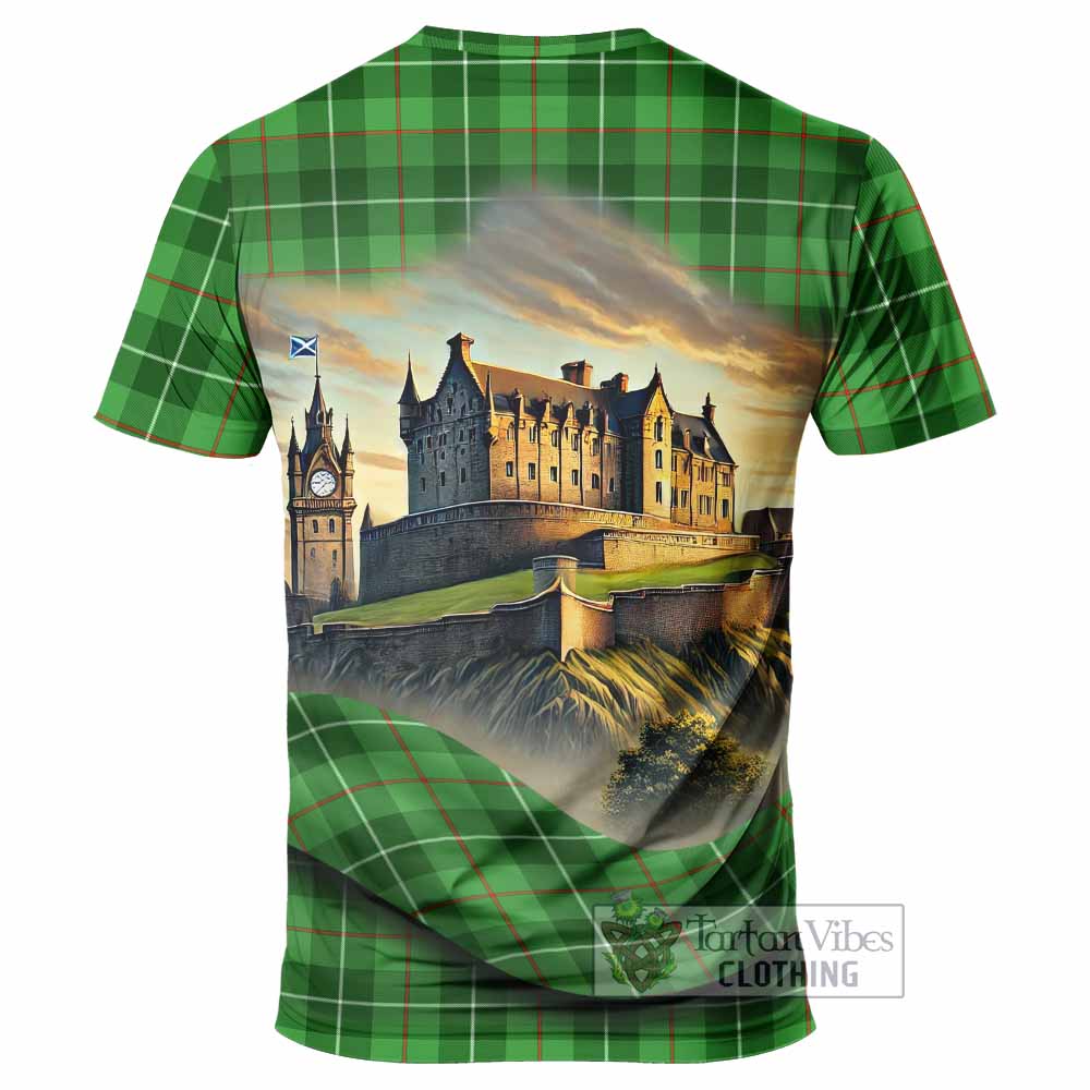 Clephane (Clephan) Tartan Family Crest T-Shirt with Scottish Ancient Castle Style - Tartan Vibes Clothing